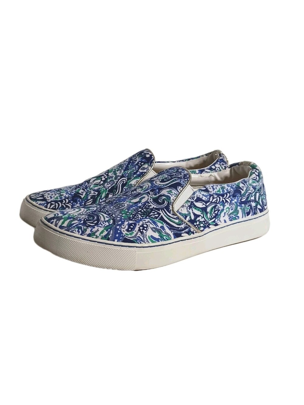 Lilly Pulitzer Julie Sneakers Size 7 Blue Paisley Preppy Animals Slip On Canvas